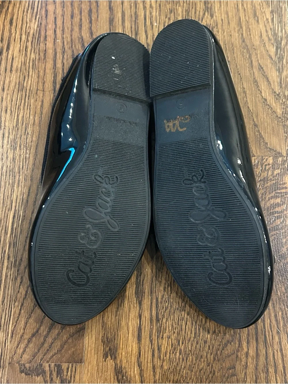 Cat & Jack Black Patent Leather Ballet Flats Bow Shoes Size 5 Kids